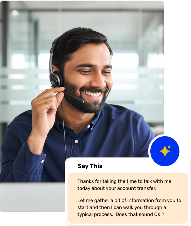 Financial advisor on a coached call with a suggested response