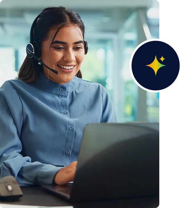 Insurance agent on a coached call with a headset