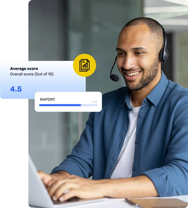 Rep on a call with an average score and rapport rating