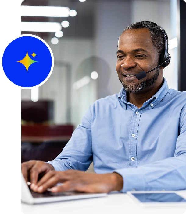 Sales rep on a call with AI coaching enabled